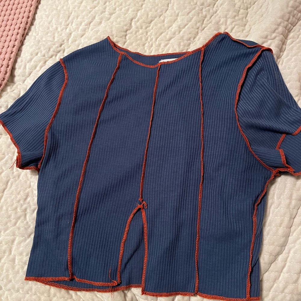 Love J Blue Crop Top- Size Large